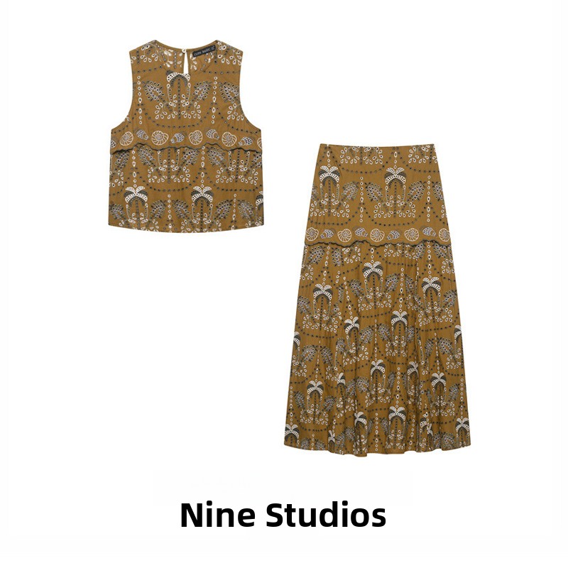 NINE ZAR Women's Fashion Set S - đánh giá và giá Midi Skirt Floral