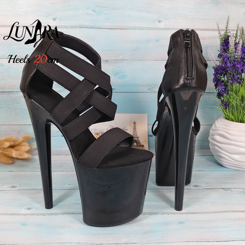 Womens 20cm/8Inch Black Strapp - đánh giá và giá Sandal Strappy Heeled